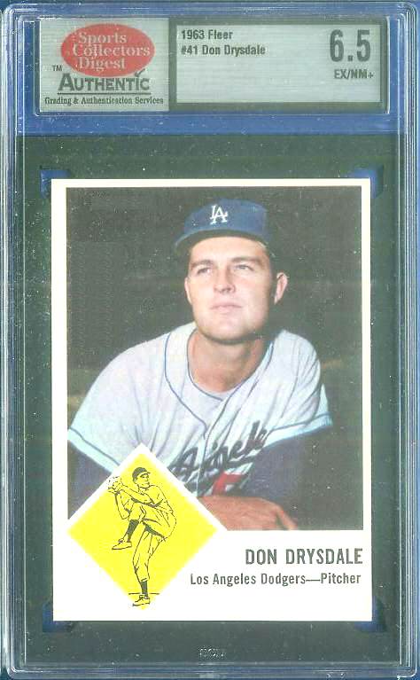 1963 Fleer #41 Don Drysdale [#SCD] (Dodgers) Baseball cards value