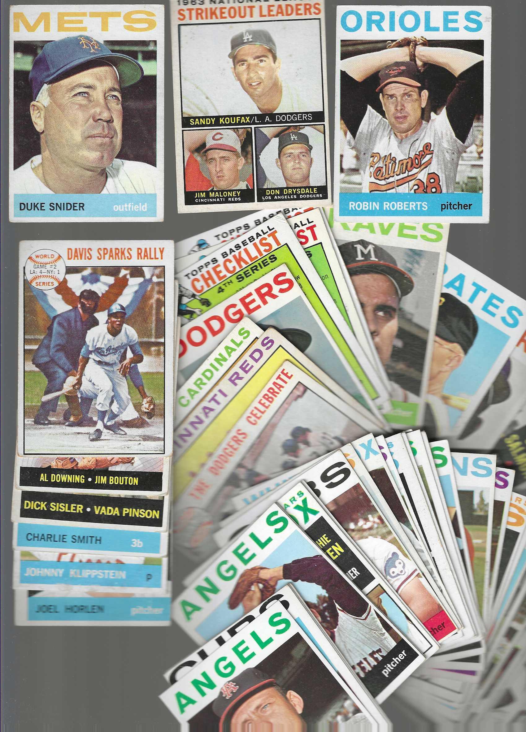 1964 Topps  -  Lot of (180+) different w/Hall-of-Famers,Hi#s,Checklists... Baseball cards value