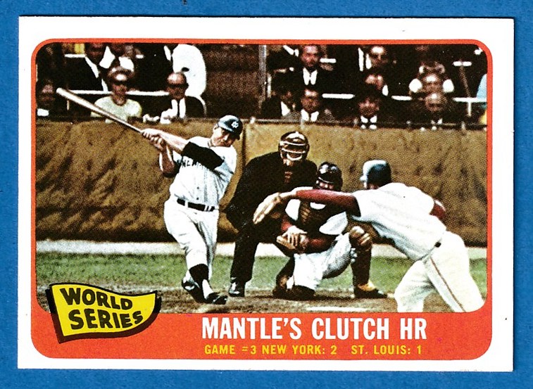 1965 Topps #134 Mickey Mantle - World Series Game #3 (Yankees/Cardinals) Baseball cards value