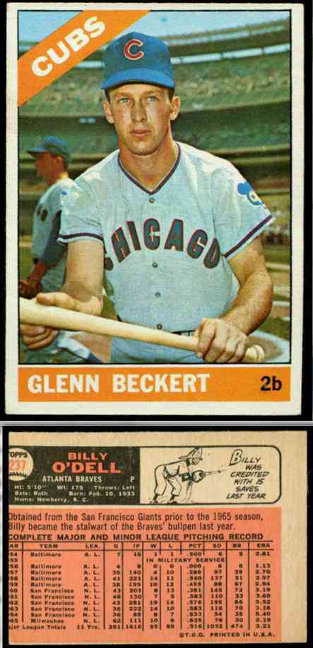 1966 Topps  WRONG-BACK - Glenn Beckert (front) / Billy O'Dell (back) Baseball cards value