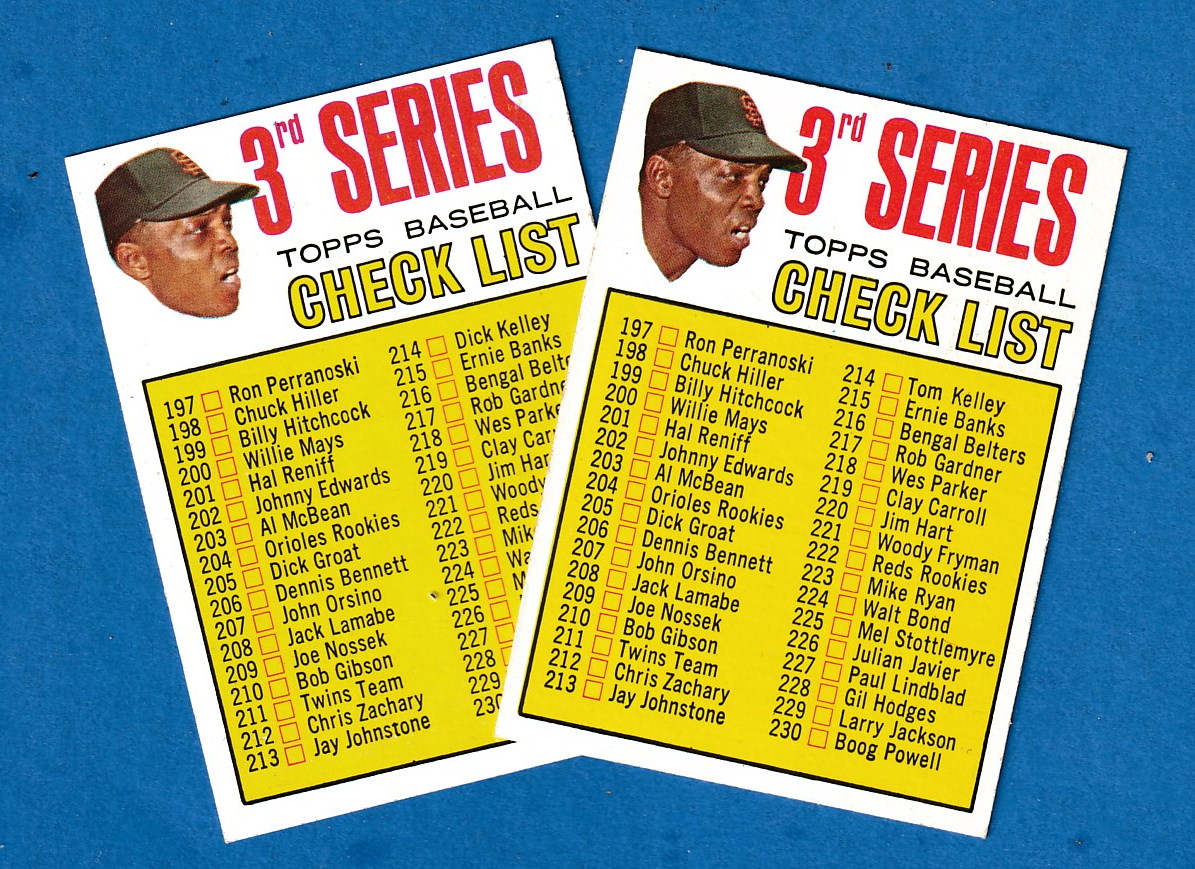 1967 Topps #191B WILLIE MAYS Checklist (3rd) [VAR:No Neck] Baseball cards value