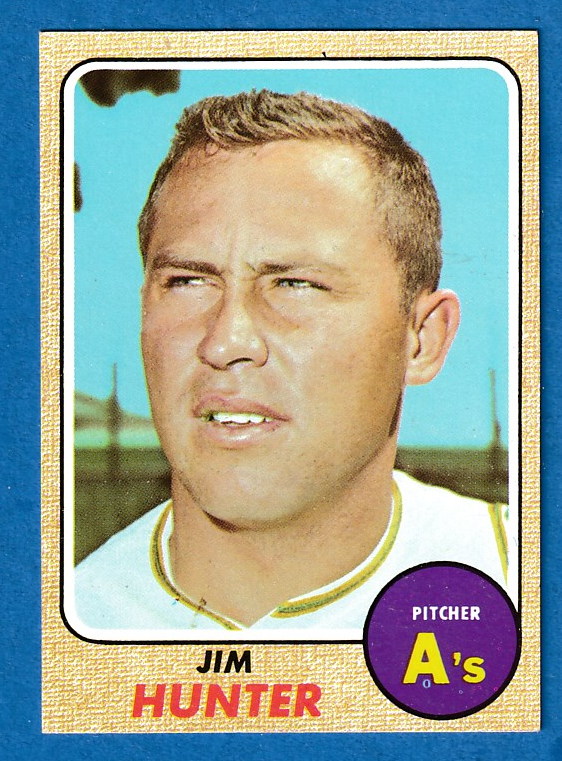 1968 Topps #385 Jim 'Catfish' Hunter [#a] (A's) Baseball cards value