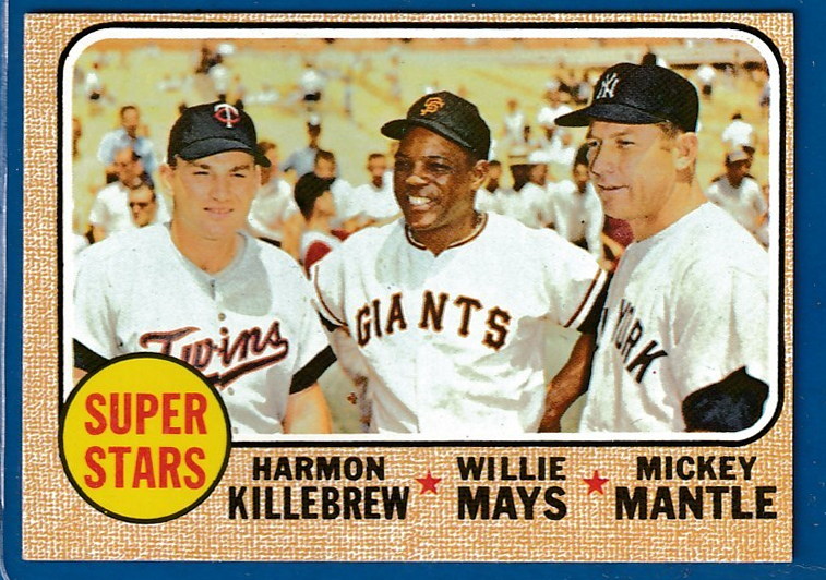 1968 Topps #490 'Super Stars' Mickey Mantle/Willie Mays Baseball cards value