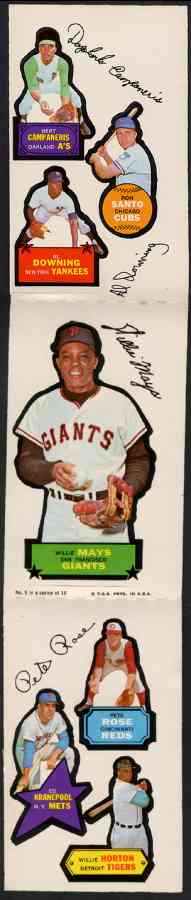 1968 Topps Action Stickers # 5 ABC Complete 3-panel strip w/Willie Mays Baseball cards value