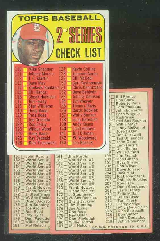 1969 Topps #107A Checklist #2 (Bob Gibson) (ERROR VAR:'#161 Jim') Baseball cards value