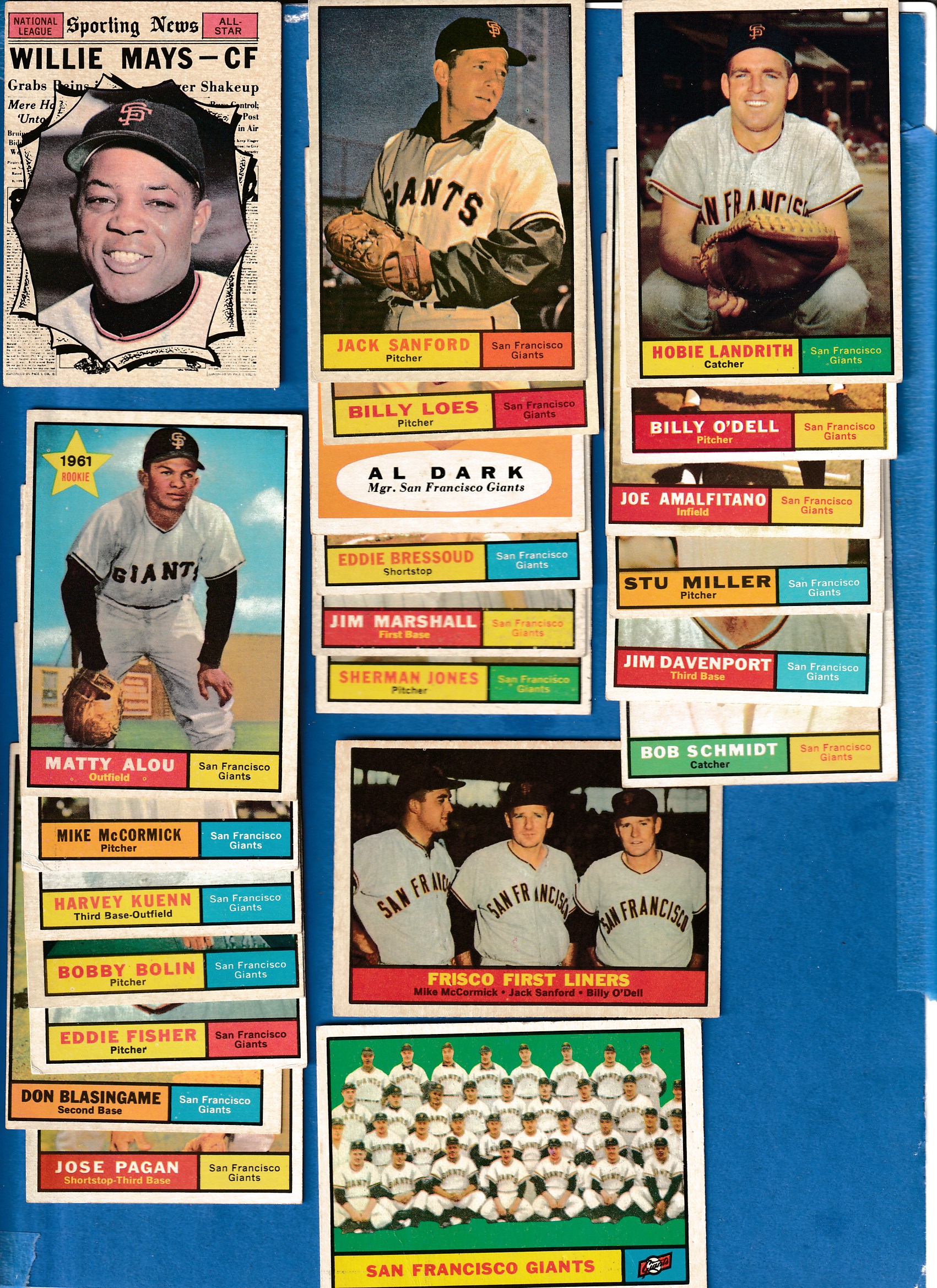 1961 Topps  - GIANTS - Near Complete LOW# TEAM SET (20/24 + 2 cards) Baseball cards value