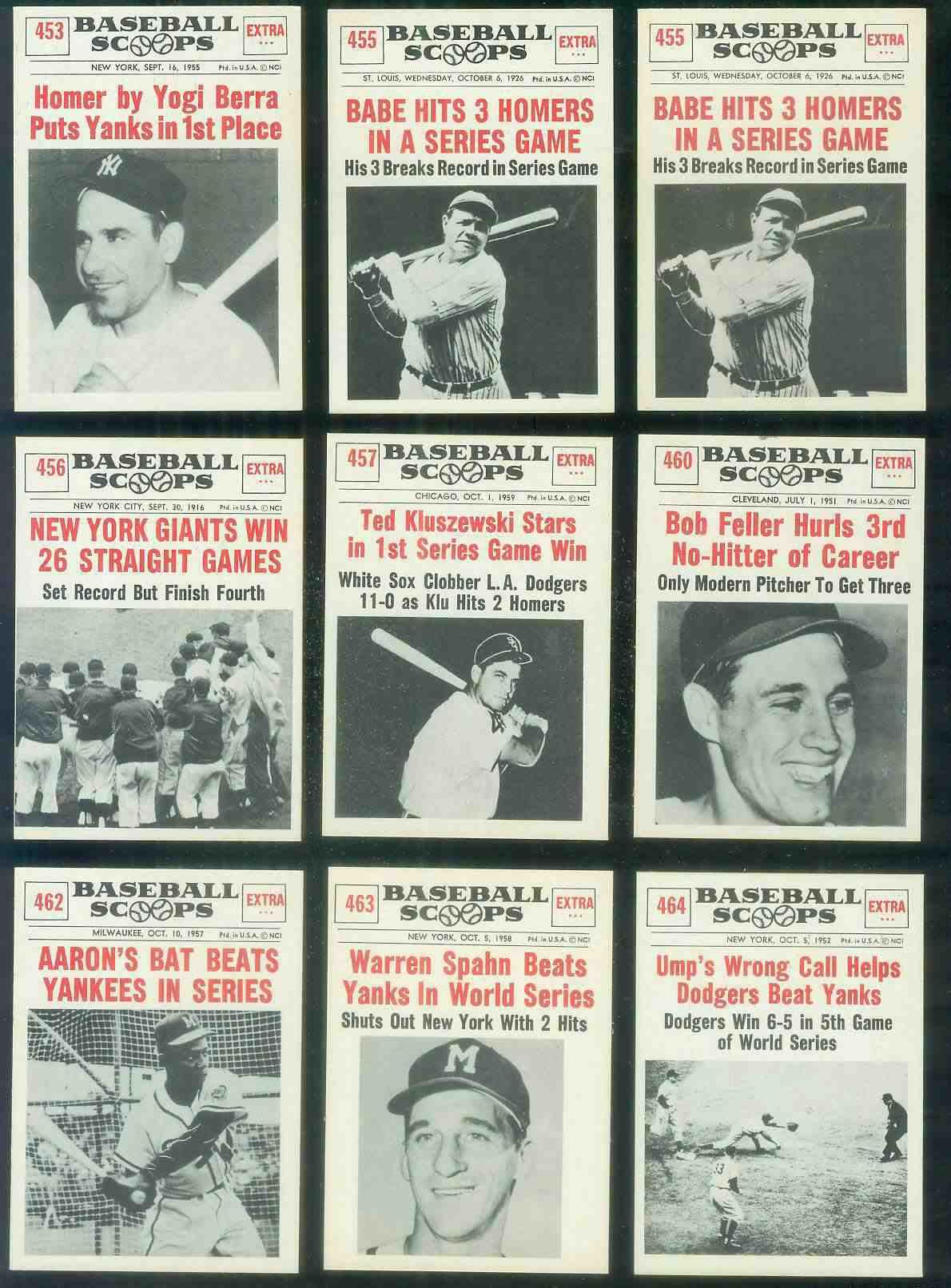 1961 Nu-Card Scoops #462 Hank Aaron 'Bat Beats Yankees in Series' (Braves) Baseball cards value