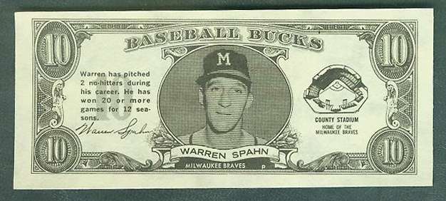  1962 Topps Bucks #85 Warren Spahn (Braves) Baseball cards value