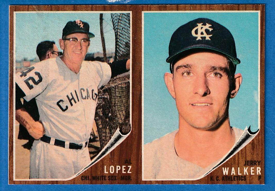 1962 Topps [p] 2-Card PANEL - Al Lopez / Jerry Walker (White Sox/A's)