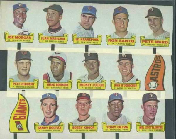 1966 Topps RUB-OFFS - UNCUT MASTER STRIP of 20 Rub-Offs w/SANDY KOUFAX !!! Baseball cards value