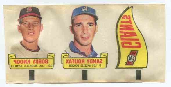  1966 Topps RUB-OFFS  - w/Sandy Koufax center on uncut 3 Rub-Off strip !!! Baseball cards value