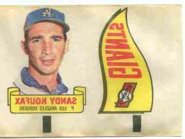 1966 Topps RUB-OFFS  - PANEL-OF-2 with SANDY KOUFAX & Giants Pennant Baseball cards value