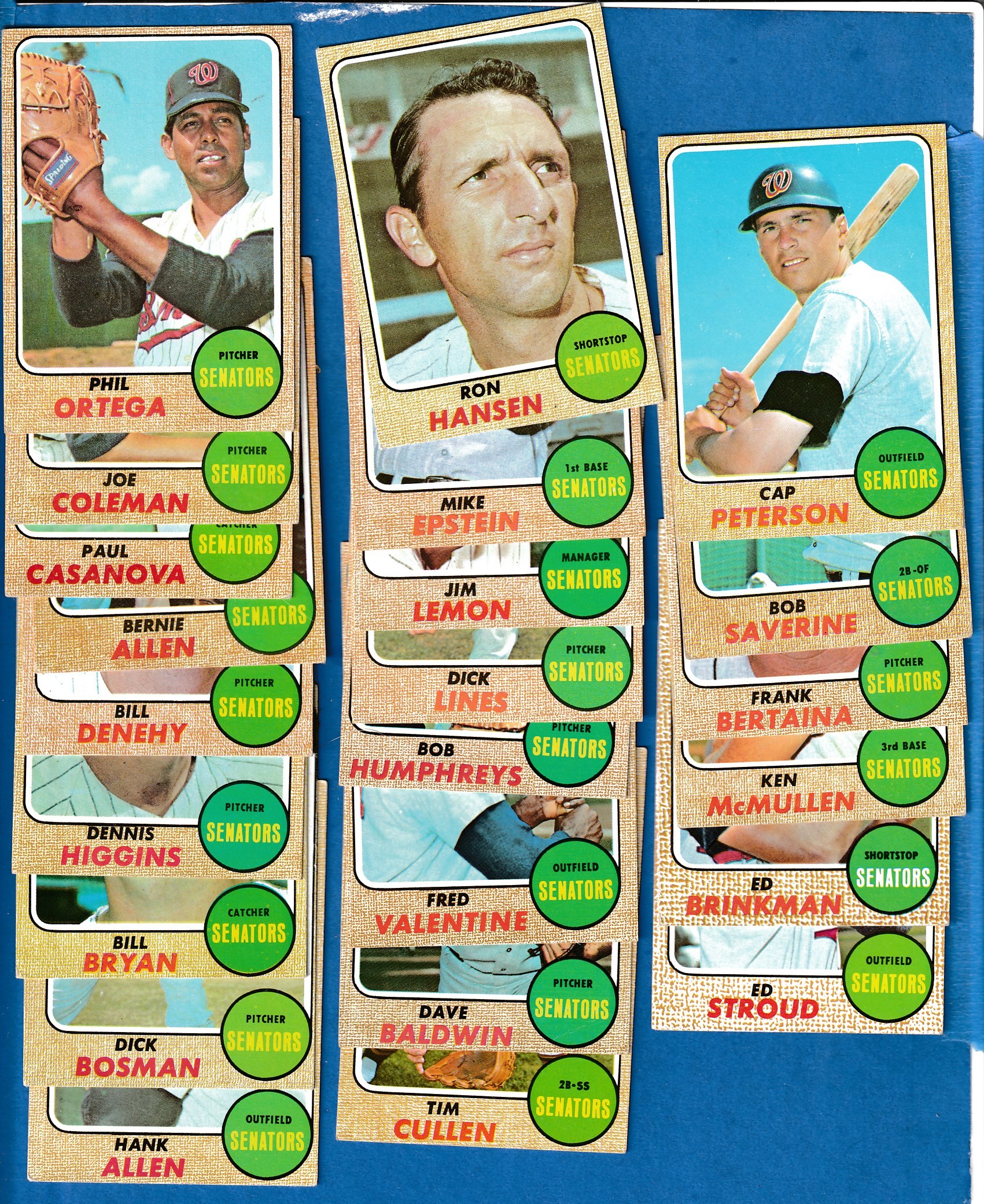1968 Topps  - SENATORS Starter TEAM SET/Lot (24/29 cards) Baseball cards value