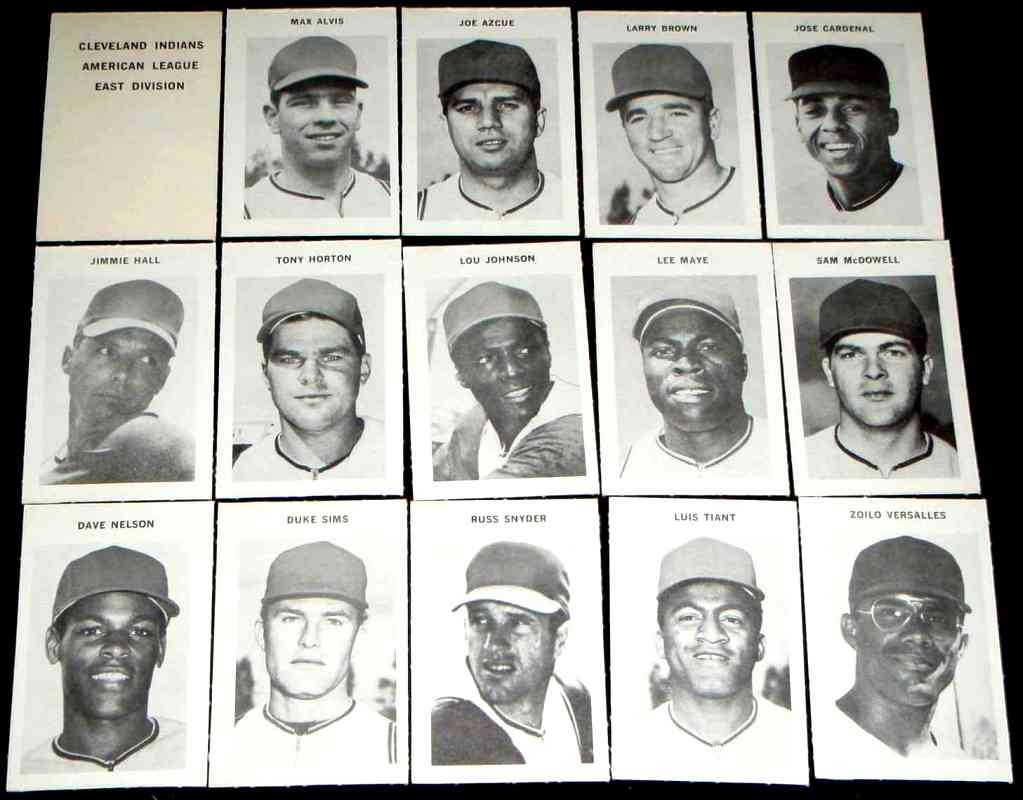   Indians - 1969 Milton Bradley - COMPLETE TEAM SET (15) w/Header ! Baseball cards value