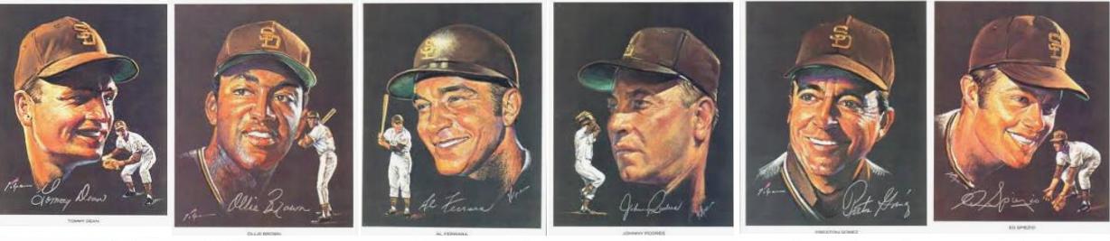 1969 SAN DIEGO PADRES - Volpe Prints - COMPLETE SET of (8) Art Prints Baseball cards value