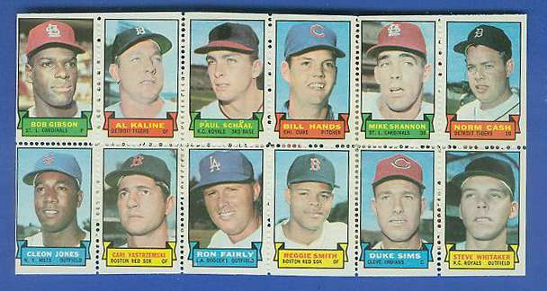 1969 Topps STAMP PANEL [h]- BOB GIBSON, AL KALINE, CARL YASTRZEMSKI Baseball cards value