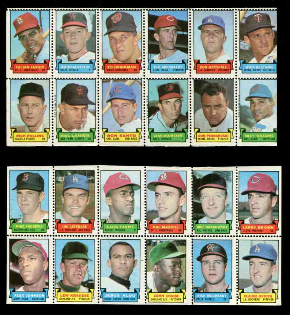 1969 Topps STAMP PANEL [h]- Julian Javier,DON DRYSDALE,BILLY WILLIAMS Baseball cards value