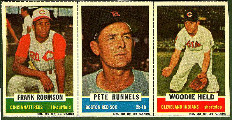 1961 Bazooka COMPLETE PANEL #31-33 FRANK ROBINSON/Pete Runnels/Woodie Held Baseball cards value