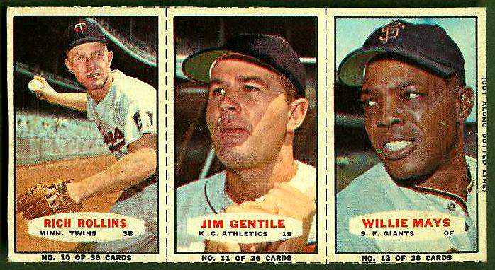 1964 Bazooka COMPLETE PANEL #10-12 WILLIE MAYS/Jim Gentile/Rich Rollins Baseball cards value