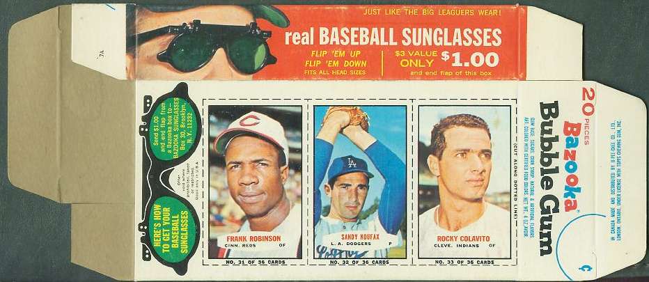 1965 Bazooka COMPLETE BOX #31-33 SANDY KOUFAX/Frank Robinson ... Baseball cards value