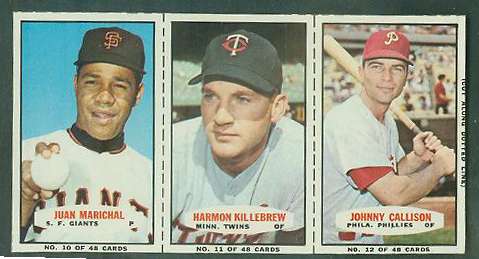 1967 Bazooka COMPLETE PANEL #10-12 HARMON KILLEBREW/Juan Marichal ... Baseball cards value