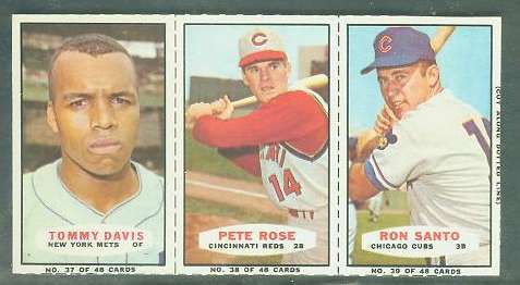 1967 Bazooka COMPLETE PANEL #37-39 PETE ROSE/Ron Santo/Tommy Davis Baseball cards value