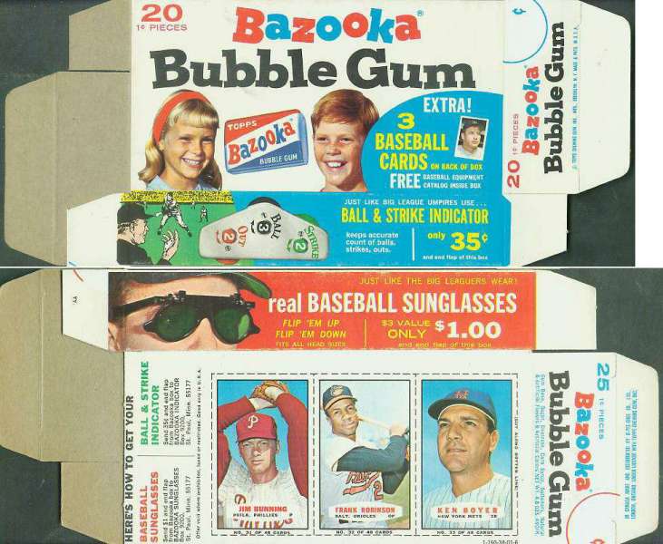 1967 Bazooka COMPLETE BOX #31-33 FRANK ROBINSON/Jim Bunning/Ken Boyer Baseball cards value