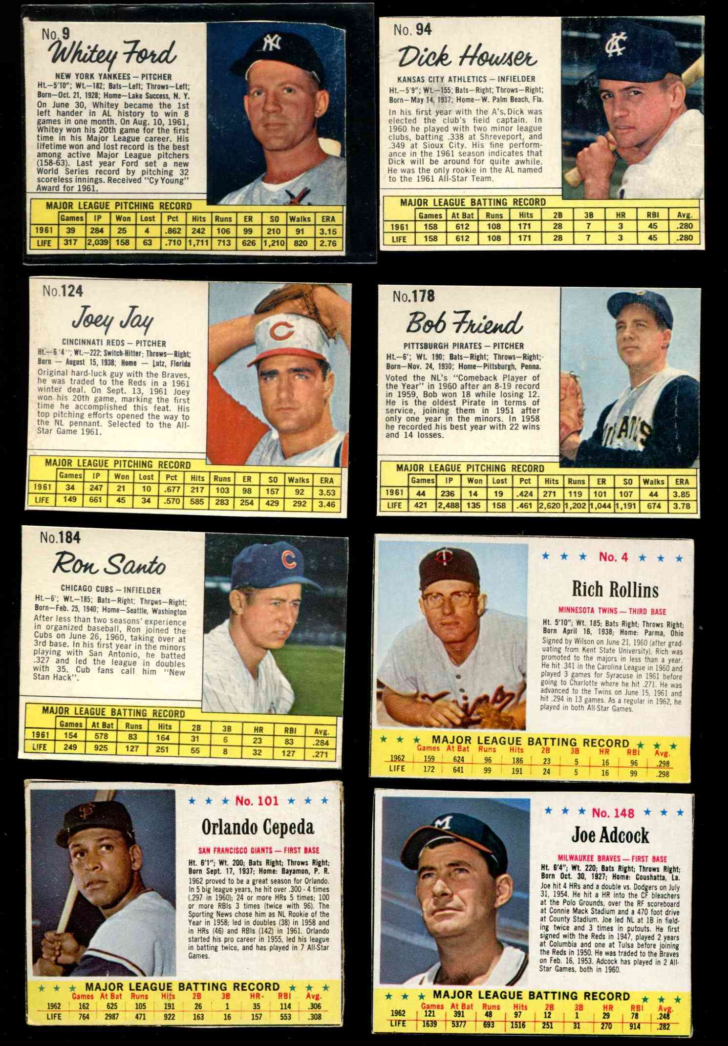 1962.Jello #  9 WHITEY FORD (Yankees) Baseball cards value