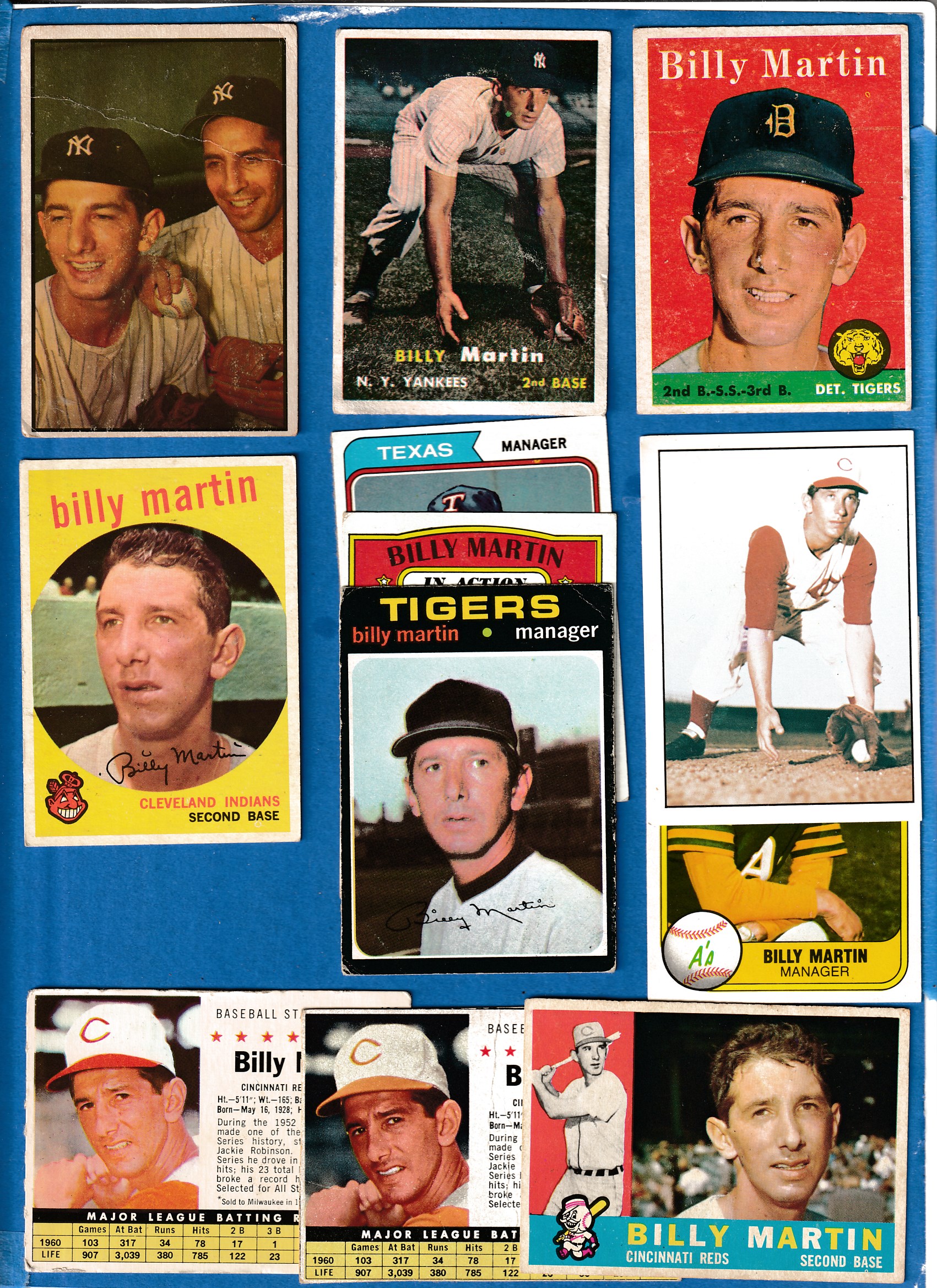  BILLY MARTIN - 1953-1981 Topps Lot of (12) different Baseball cards value