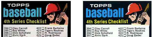 1971 Topps #369 Checklist #394-523 [VAR: black line above ear] Baseball cards value