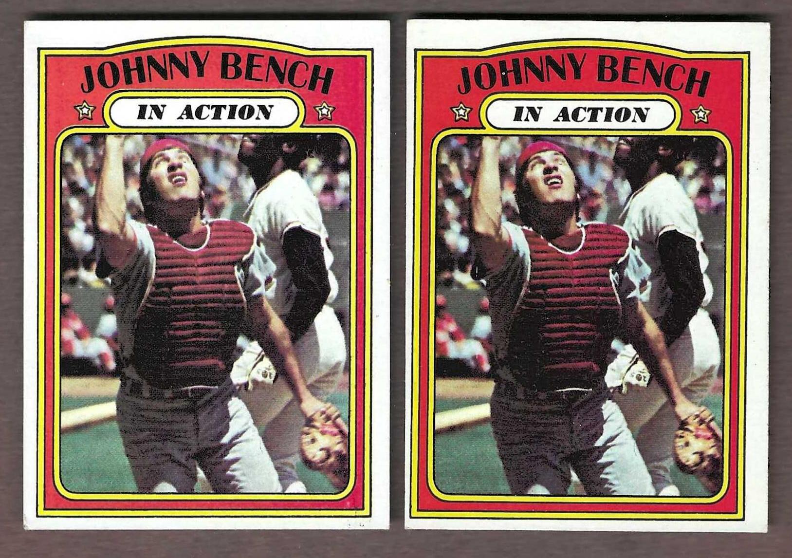 1972 Topps #434 Johnny Bench In-Action (Reds) Baseball cards value