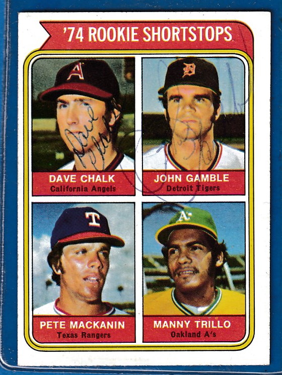 1974 Topps #597 ROOKIES AUTOGRAPHED Dual-Signed by Dave Chalk & John Gamble Baseball cards value