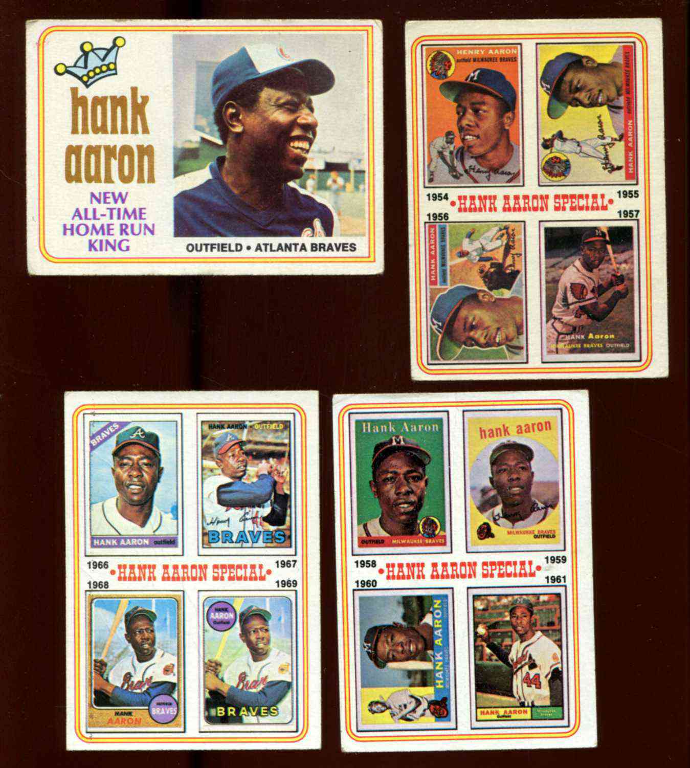 1974 Topps  - Lot of (4) diff. Hank Aaron specialty cards [#x] (Braves) Baseball cards value