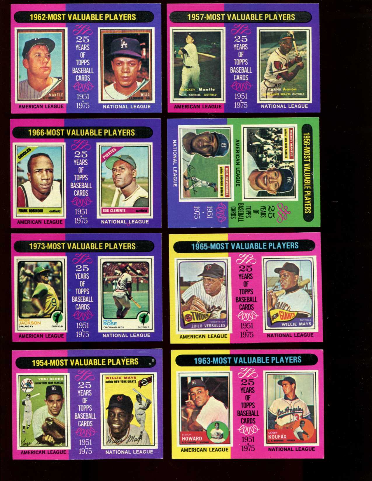 1975 Topps #189  to #212 MVP's NEAR SUBSET Lot (23/24 cards) Baseball cards value