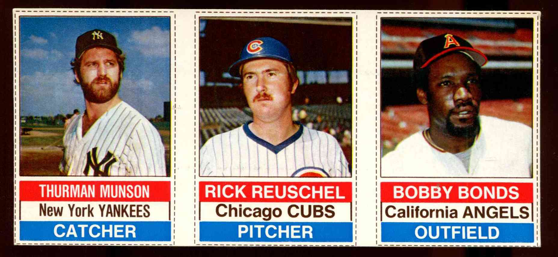  1976 Hostess PANEL # 16-17-18 THURMAN MUNSON/Bobby Bonds/Rick Reuschel Baseball cards value
