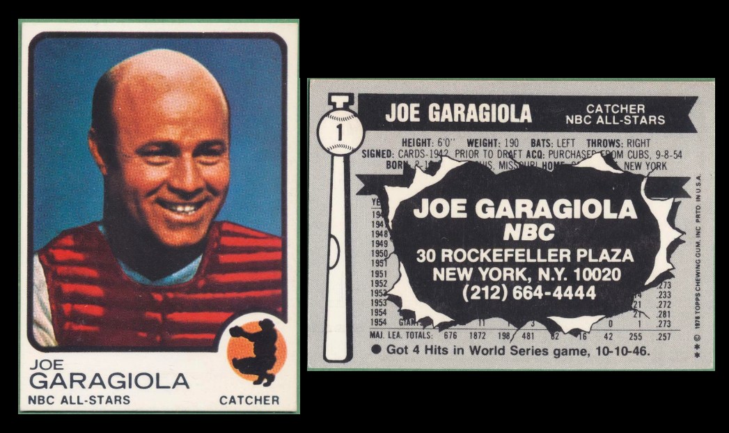 1976 NBC/Topps #1 Joe Garagiola PROMO card (NBC All-Stars) Baseball cards value