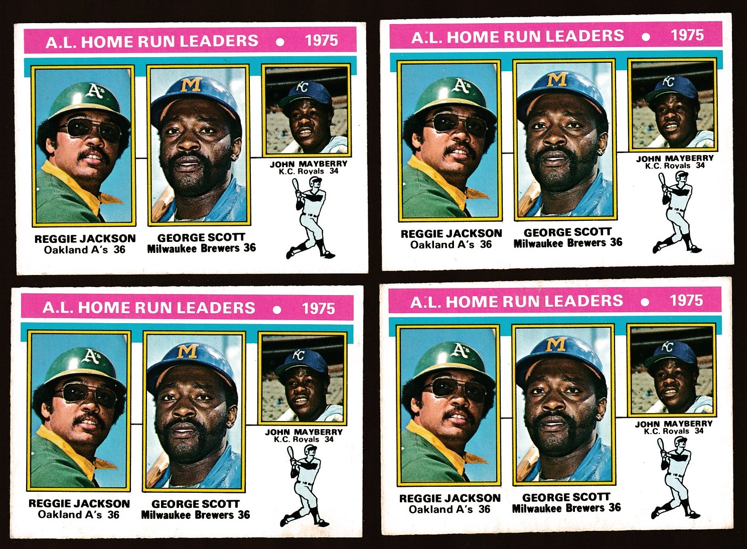 1976 O-Pee-Chee/OPC #194 AL Home Run Leaders (Reggie Jackson) Baseball cards value