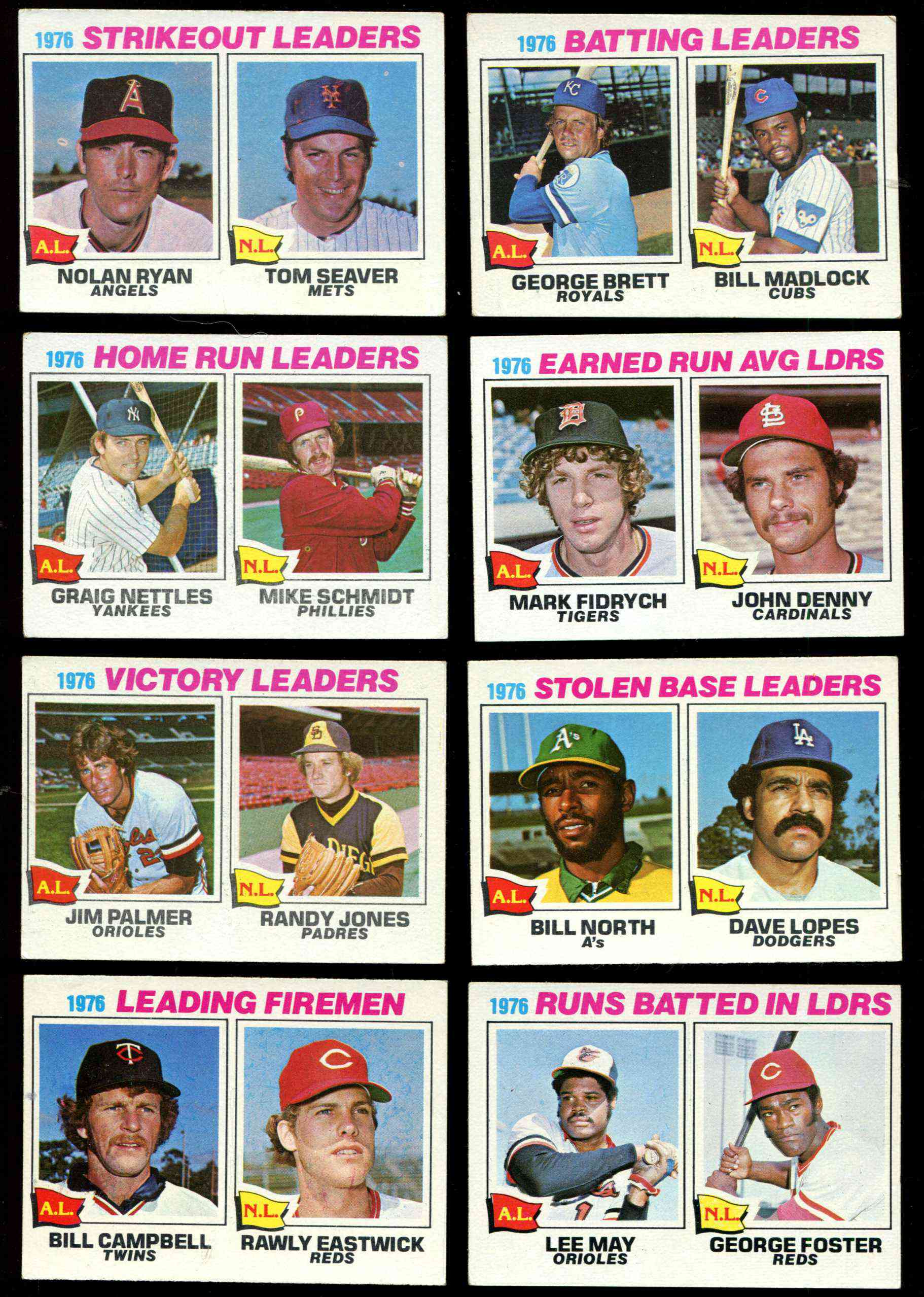  1977 Topps -  League Leaders COMPLETE 8-card Subset lot [#x EX] Baseball cards value