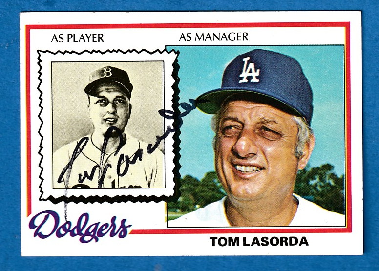 1978 Topps #189 Tom Lasorda MGR AUTOGRAPHED (Dodgers) Baseball cards value