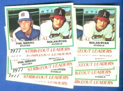 1978 Topps #206 League Leaders - Lot of (10) with Nolan Ryan/Phil Niekro Baseball cards value