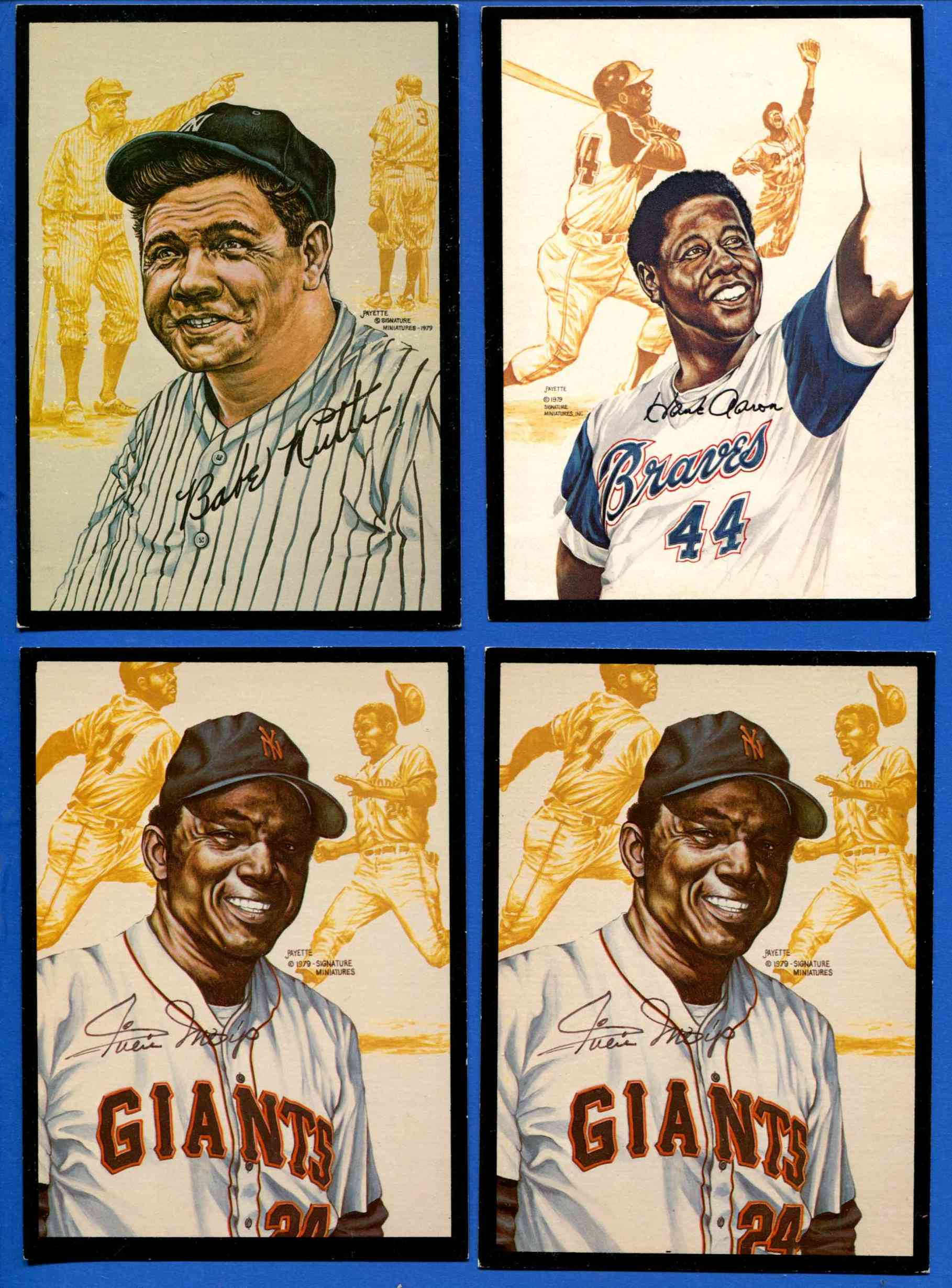 1979 Signature Miniatures ART CARD - HANK AARON (Braves)