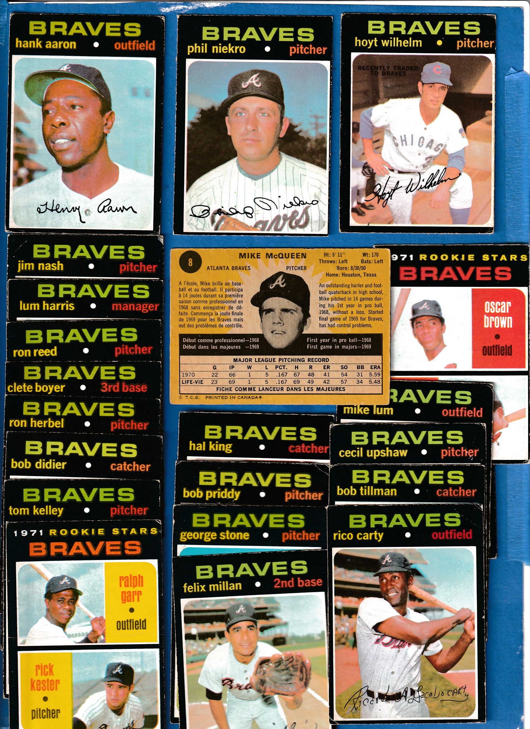 1971 O-Pee-Chee/OPC  - Braves Low# COMPLETE TEAM SET (22+1) w/HANK AARON ! Baseball cards value