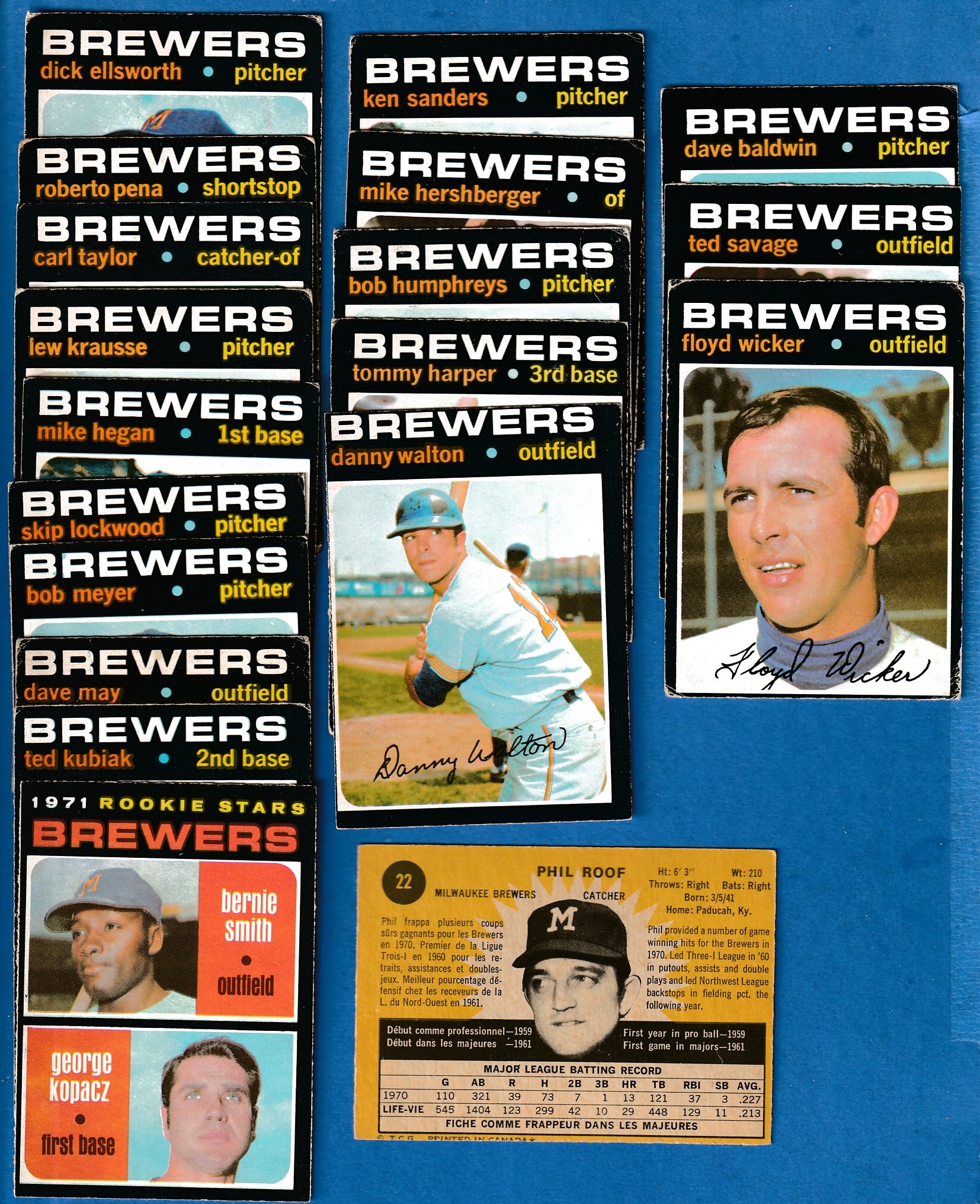 1971 O-Pee-Chee/OPC  - Brewers - Low# COMPLETE TEAM SET (19) Baseball cards value