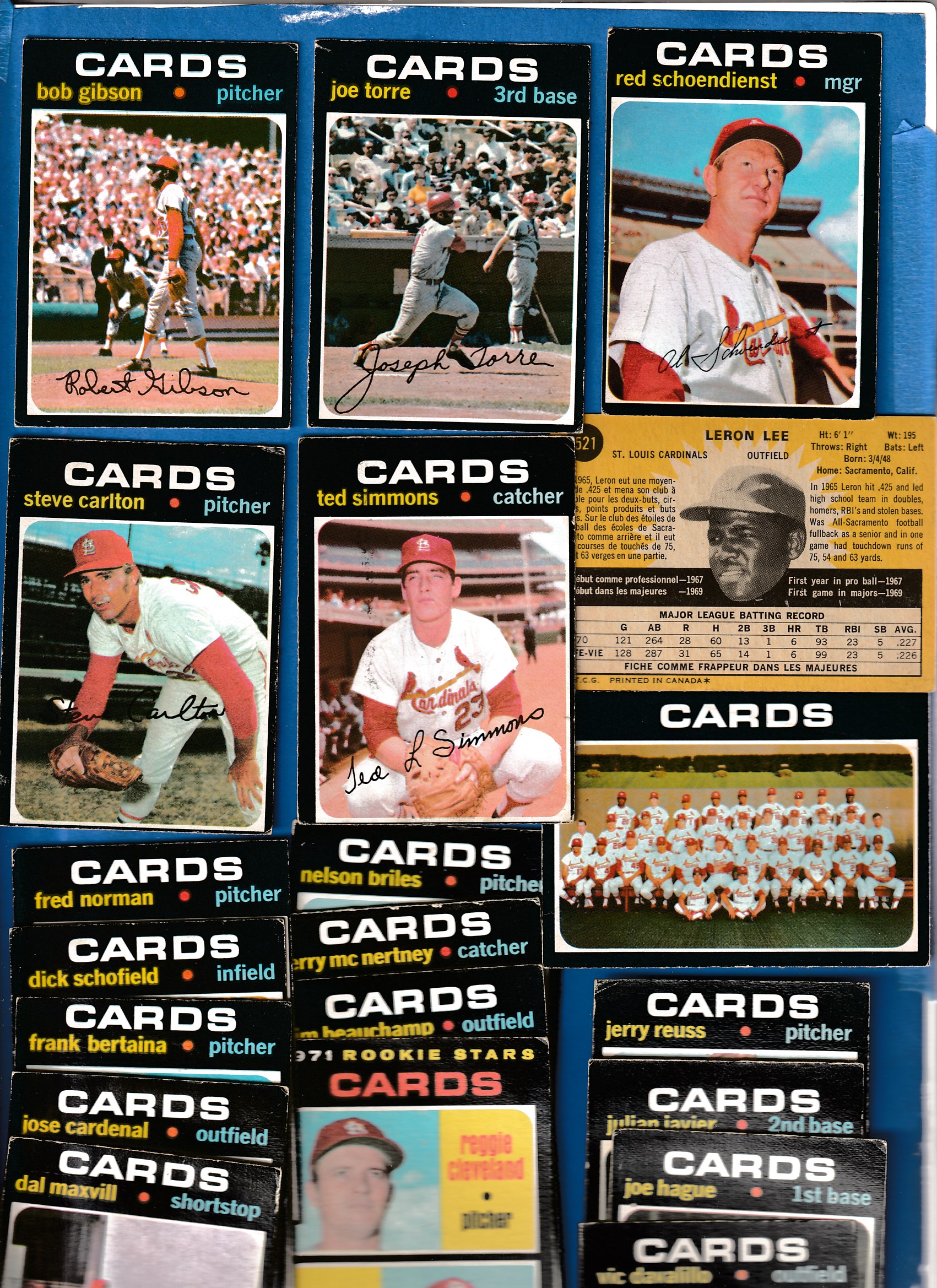 1971 O-Pee-Chee/OPC  - Cardinals - Low# COMPLETE TEAM SET (20) w/BOB GIBSON Baseball cards value