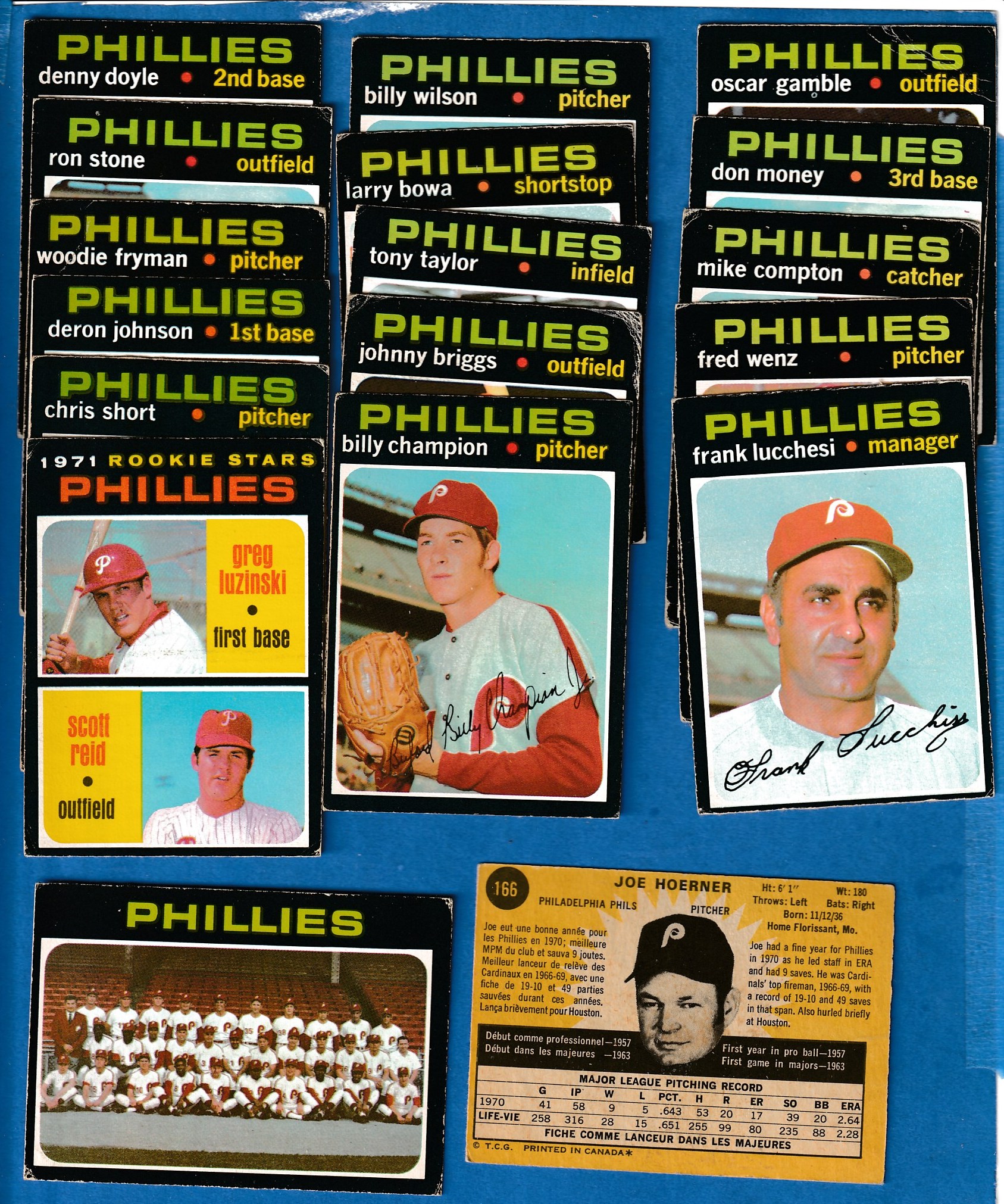 1971 O-Pee-Chee/OPC  - Phillies - Low# COMPLETE TEAM SET (19) Baseball cards value
