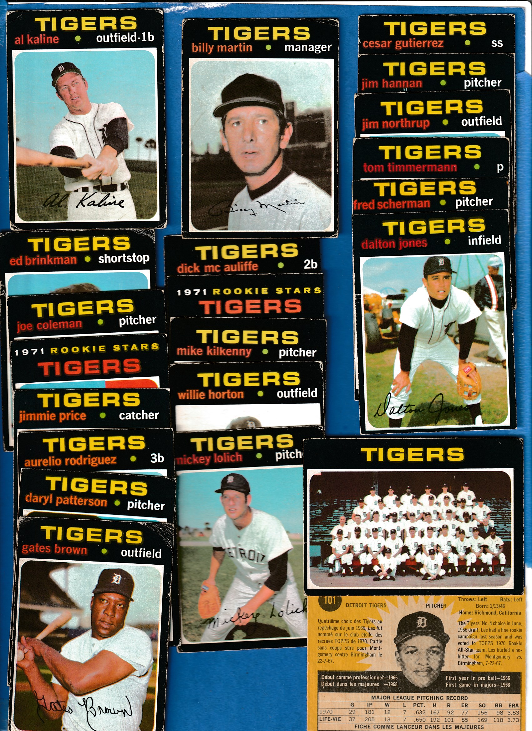 1971 O-Pee-Chee/OPC  - Tigers - Low# COMPLETE TEAM SET (22) Baseball cards value
