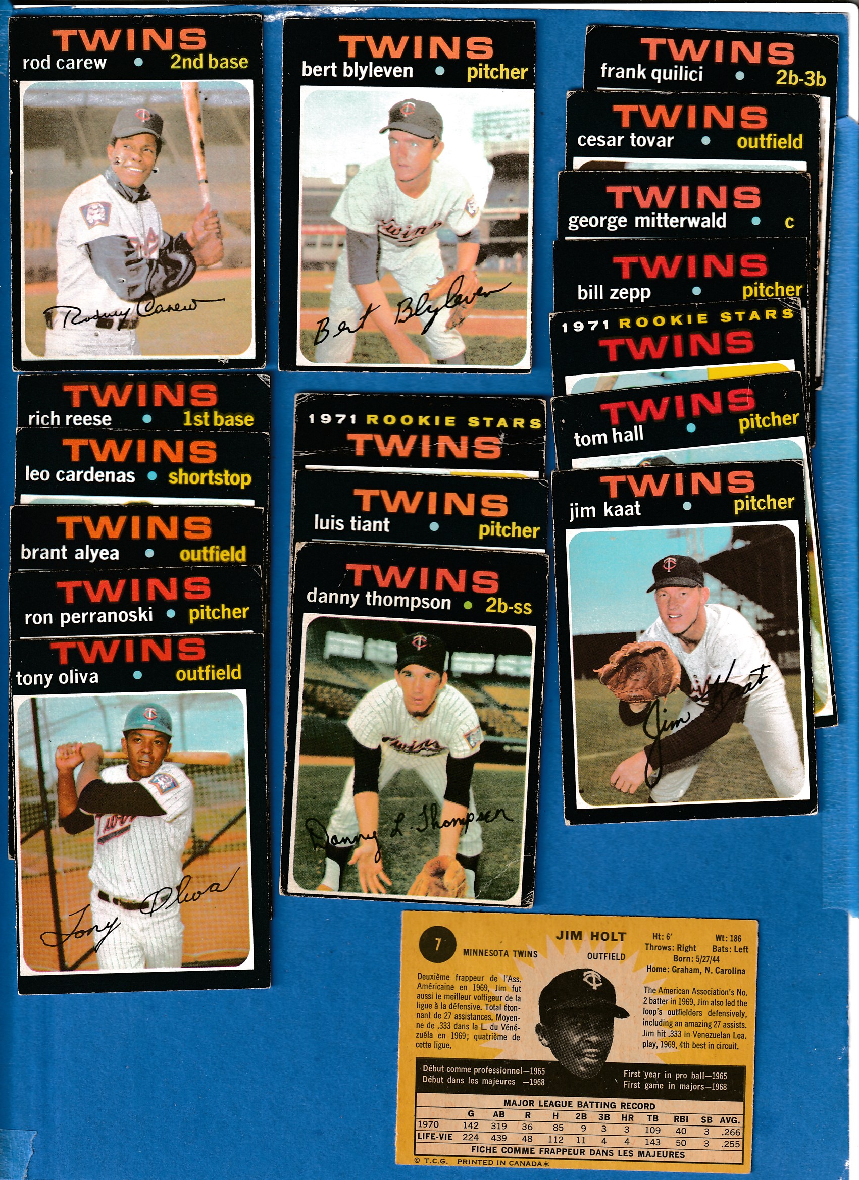1971 O-Pee-Chee/OPC  - Twins - Low# COMPLETE TEAM SET (18) Baseball cards value