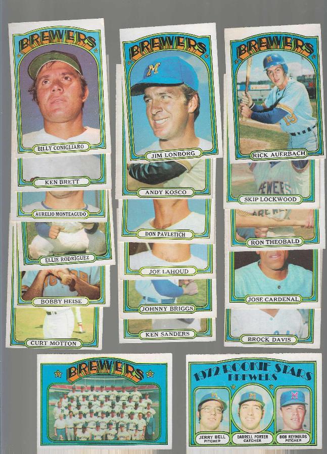 1972 O-Pee-Chee/OPC  - Brewers - COMPLETE TEAM SET (21) Baseball cards value