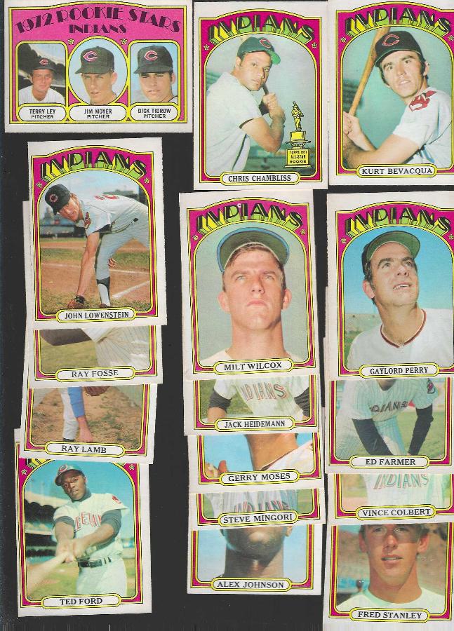 1972 O-Pee-Chee/OPC  - Indians - COMPLETE TEAM SET (16) Baseball cards value