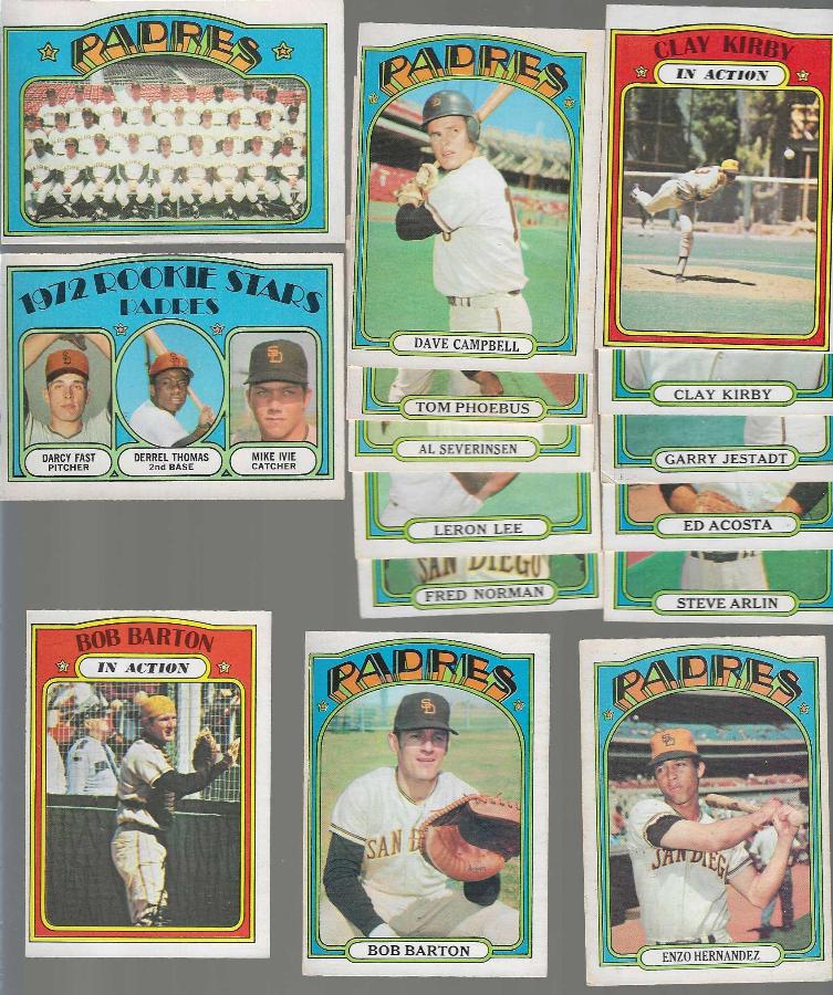 1972 O-Pee-Chee/OPC  - Padres - Near Complete Team Set (15/20) Baseball cards value